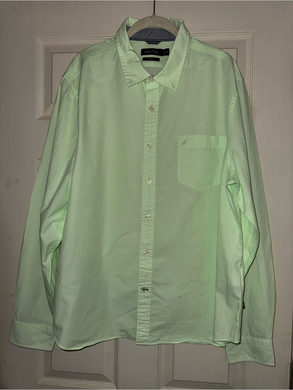 Nautica Men’s XXL Slim Fit Button Down Shirt Mint Green 100% Cotton Casual